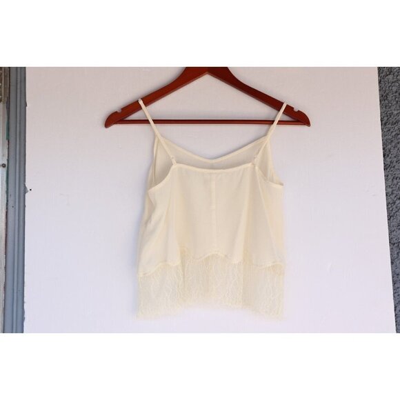 Wilfred Aritzia Women's Size XS Ivory Chimere Camisole Silk Lace Trim Tank Top - Picture 9 of 12